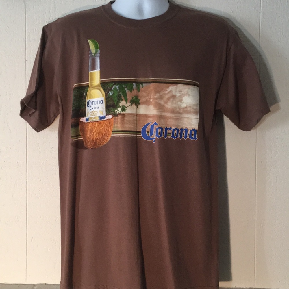 CORONA EXTRA T-SHIRT BROWN MEDIUM.